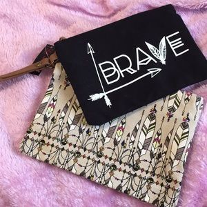 Brave makeup bags. NWT. Feathers. Black.